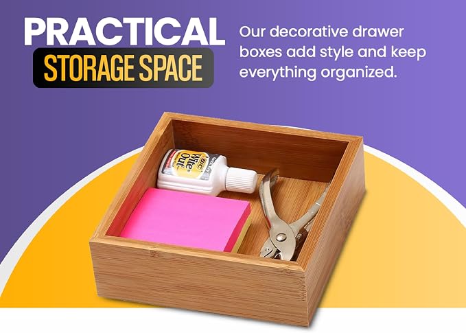 YBM HOME & Kitchen Bamboo Drawer Organizer Box 14" Lx10 Wx2 H #319