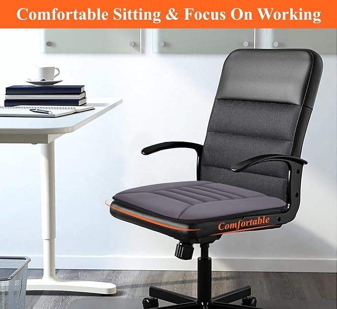 kingphenix Memory Foam Car Seat Cushion for Driver and Office Chair Comfort | 1.2-Inch-Thick Memory Foam Seat Pad, Breathable Fabric, Non-Slip Silicone Bottom for Long Drives and Office Use, Dark Grey