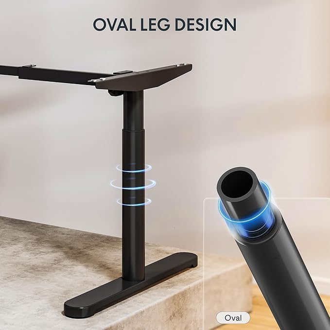 FLEXISPOT Bamboo Electric Standing Desk with Elegant Oval Legs & Curved Desktop, 48"x24" Height Adjustable Desk for Home Office & Living Spaces, Black Frame