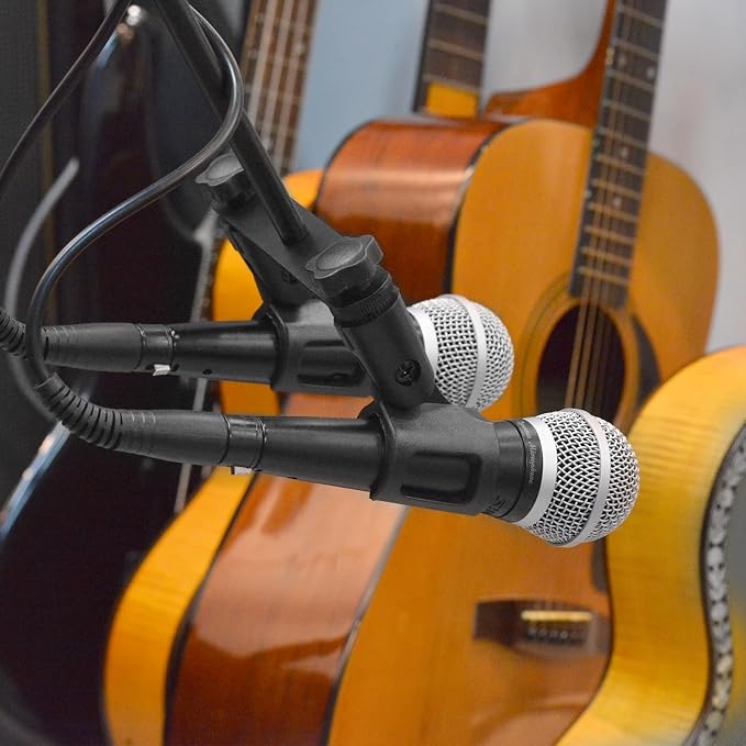 Musiin Microphone Holder 1-to-2 Mic Mount Bar with Standard Suitable Compatible with Most Microphone Stands Boom Arms