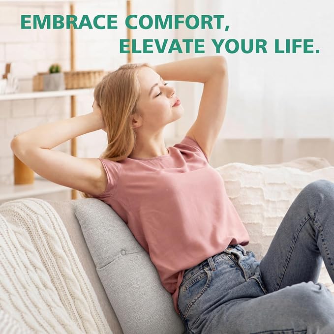 Shinnwa Lumbar Support Pillow for Office Chair, Memory Foam Back Support Pillow for Back Pain Relief, Car, Chair and Couch, 17.5x15x4.5in, Light Grey