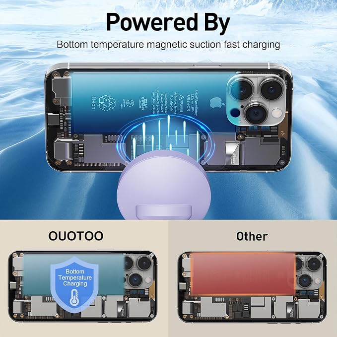【Adjustable Blue Ambient Light】 Wireless Charger 3 in 1 for iPhone, Magnetic Charging Station for Apple Family,15W Fast MagSafe Charger Stand,for iPhone17-12-iWatch AirPods Series