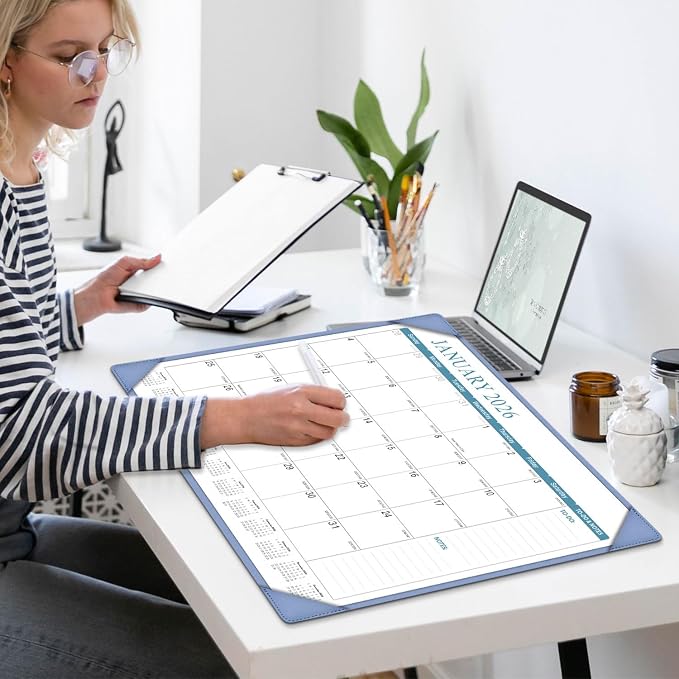KOPEESY Desk Calendar 2026-2027, New Year Large Desk Calendar with Desktop Mat, 18 Months from January 2026 to June 2027, 22” x 17” Desktop Monthly Planner for Home or Office School