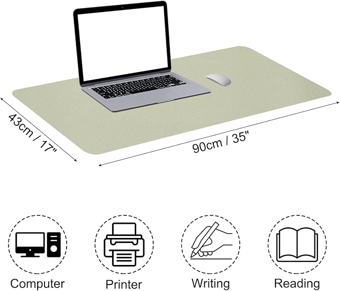 PATIKIL Desk Mat, 35"x17" Non-Slip Waterproof PU Leather Desk Pad Dual Sided Green