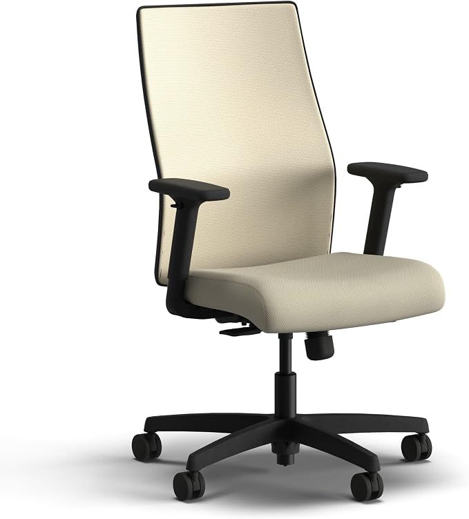 HON Ignition 2.0 Mid Back Task Chair, Spectrum Mesh, Standard Synchro-Tilt Control, Office Chair with Lumbar Support, Height and Width Adjustable Arms, Black Frame, Linen