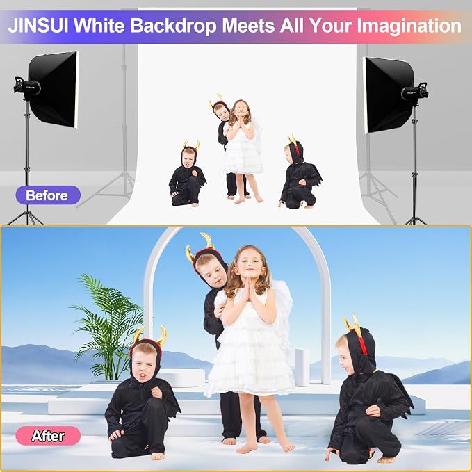 White Backdrop for Photoshoot, 10x10 ft Photo Backdrop Curtain Double-Side for Photography, Polyester Fabric White Background Screen for Photographic Studio Baby Picture Party Prop (Backdrop Only)