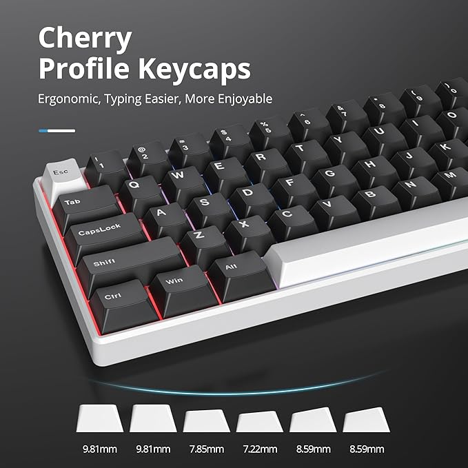 Fogruaden White on Black Keycaps, Cherry Profile PBT Doubleshot keycaps, Minimalist Style Black and White Keycap, 168 Keys Custom Keycaps for Mechanical Keyboard(WOB)