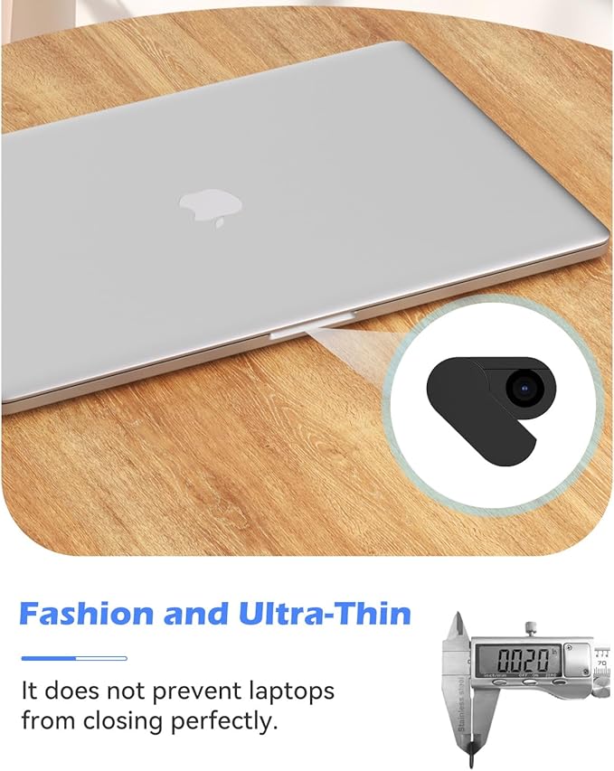 CloudValley [2-Pack Upgrade Rotating] Webcam Cover Slide, 0.015 Inch Ultra-Thin Metal Web Camera Cover for MacBook Pro/Air, iMac, Laptop, PC Accessories, iPad, iPhone, Protect Your Privacy (Black)