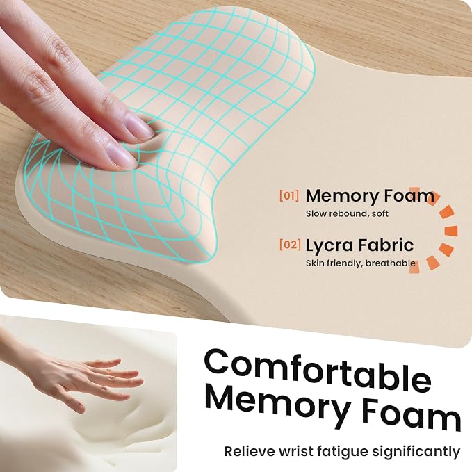 AKIT Ergonomic Mouse Pad and Keyboard Wrist Rest Set,Memory Foam,Apricot | Ergonomic Wrist Support for Typing and Gaming Gel Mouse Pad with Smooth Glide,Apricot Color Fits Home Decor,Reduces Fatigue