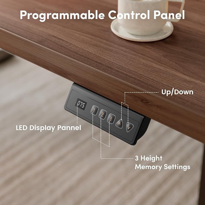 CubiCubi Standing Desk, 40 x 24 Inches Electric Height Adjustable Computer Desk, Sit Stand up Home Office Desk with Memory Presets, Dark Walnut