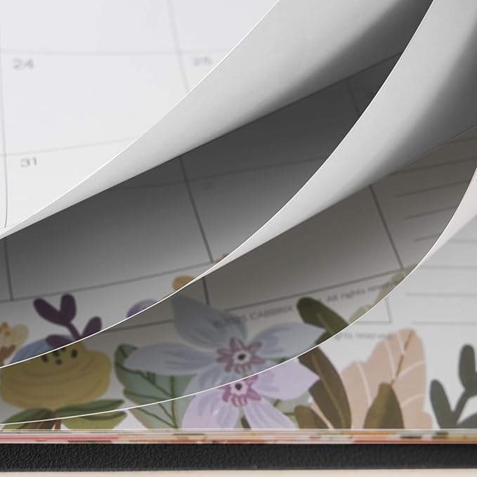 Cabbrix Desk Calendar 2026 with Desktop Mat, Floral Desk Pad Calendar 15 x 12 Inch 18 Months Runs From January 2026 to June 2027, Desk Blotter Calendar for Home School and Office (Black)