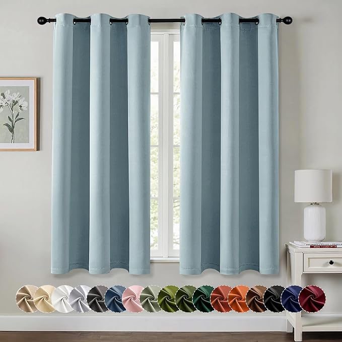 MIULEE Blackout Curtains for Bedroom Living Room 2 Panels, Thermal Insulated Room Darkening Drapes Grommet Noise Reducing Light Blocking Window Treatments 63 Inches Long 40x63 Inch Slate Blue