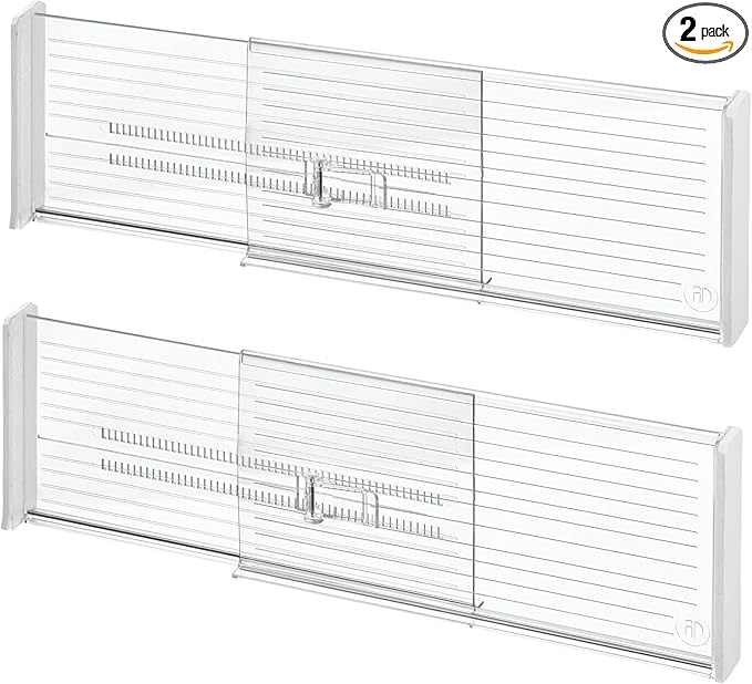 iDesign Recycled Plastic Adjustable Drawer Dividers–- Set of 2 - Clear