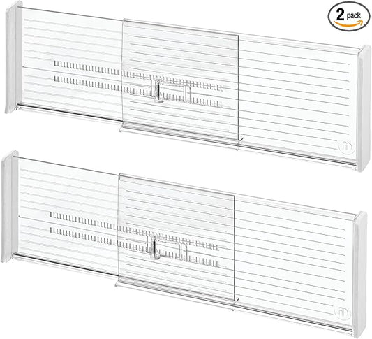iDesign Recycled Plastic Adjustable Drawer Dividers–- Set of 2 - Clear