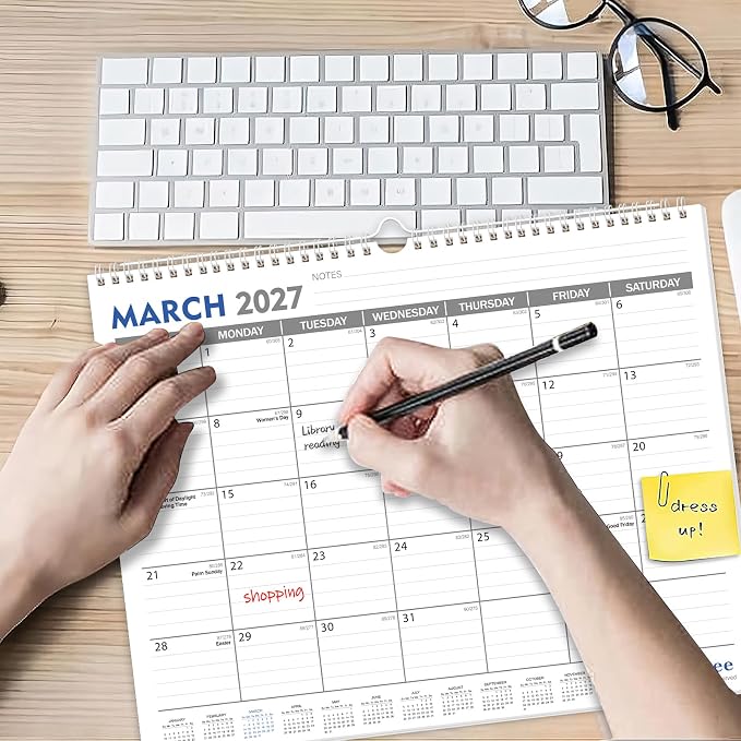 GuassLee 2026-2027 Wall Calendar - 19 Months Hanging Calendar from Jun. 2026 to Dec. 2027, 14" x 11.5", with Notes for Easy Planning School Home Office