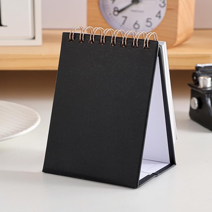 Mini Desk Calendar 2026, Standing Flip Small Desk Calendar- Jan 2026 to Jun 2027 Monthly Desktop Calendar- Thick Paper Twin-Wire Binding for Home or Office (Black)