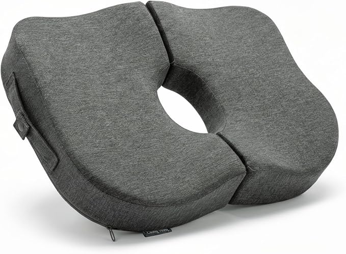 Cushy Tushy Tailbone Pain Relief Cushion - Premium Foldable Travel Tailbone Seat Cushion - for Relief of Lower Back, Sciatic, Butt and Tailbone Pain - Perfect for Home, Office & Driving