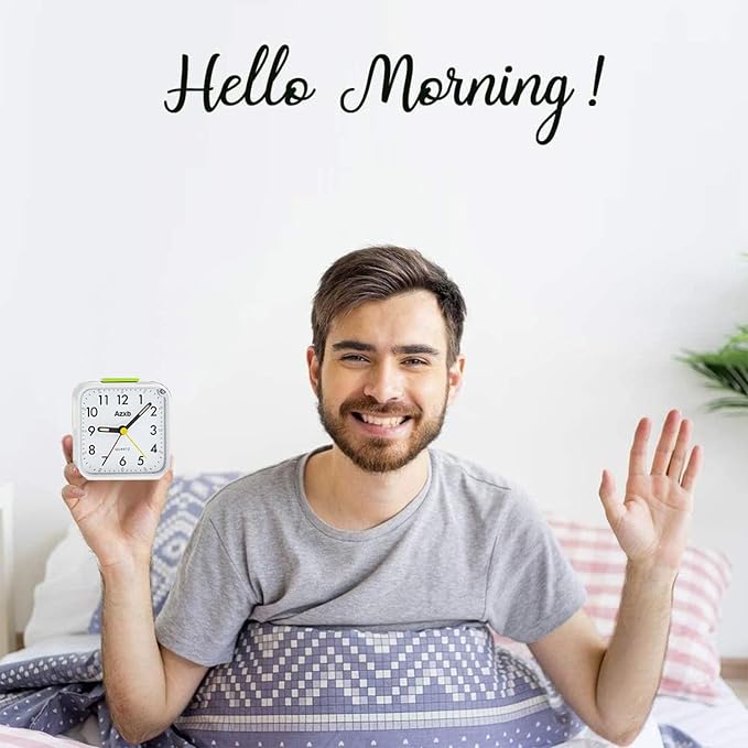 Analog Alarm Clock for Heavy Sleepers Travel Snooze Luminous Adults | Silent No Ticking Battery Operated Alarm Clock with Night Light, Loud Alarm, Quiet Small Desk Clock for Bedrooms Easy Read