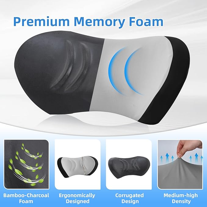 Lumbar Support Pillow for Office Chair - Lumbar Pillow for Car, Memory Foam Ergonomic Lumbar Support Pillow for Car Back Support for Office Chair