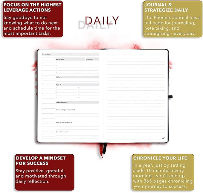 The Phoenix Journal - Quarterly Goal Planner, Daily Planner Journal & Organizer for Goal Setting, Productivity & Focus - Undated 12 Week Planner, Weekly & Monthly Planning, Habit Tracking - Hardcover (Sapphire)