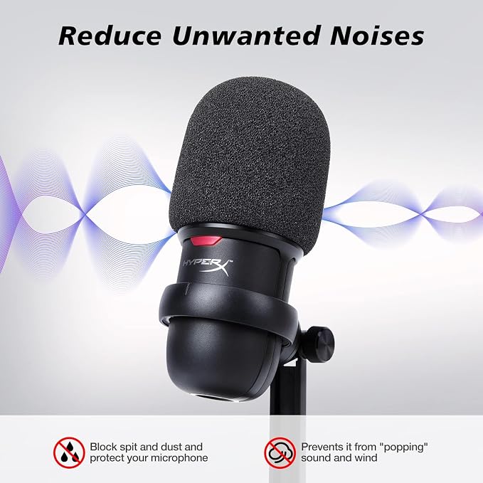 SUNMON SoloCast 2 Microphone Pop Filter Windscreen - Noise Reduction Gaming Mic Foam Covers, Mic Foam Cover Pop Filter Compatible with HyperX SoloCast