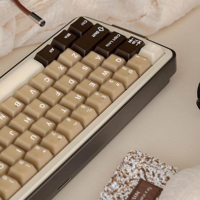 Retro PBT Keycaps Set 164Keys Cherry Profile Brown Keycaps 60% 65% 75% 100% Dye Sublimation Costom Key caps for Cherry Gateron MX Switches Mechanical Keyboards