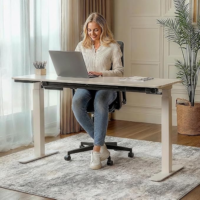 36"x60" Office Chair Mat for Hardwood Tile Floor, Under Desk Carpet Protector for Rolling Computer Chair Mat, Machine Washable Area Rug, Anti-Slip 1/5" Thick Low Pile Thin Vinyl Floor Mat, Mist Grey