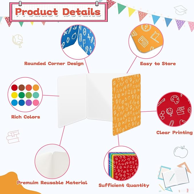 gisgfim 24 Pack Privacy Shields for Student in 12 Vibrant Colors Desk Dividers Durable Privacy Folders Testing Divider Shield Study Boards Panel Partition for Classroom Teacher Back to School Supplies