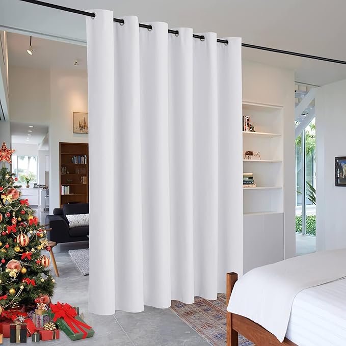 RYB HOME Extra Wide Curtains for Divider Room Separation Soundproof Temporary Door Curtains for Bedroom Closet Office Home Theatre Garage Living Room Drop Cloth, W 120 x L 84 inches, Greyish White