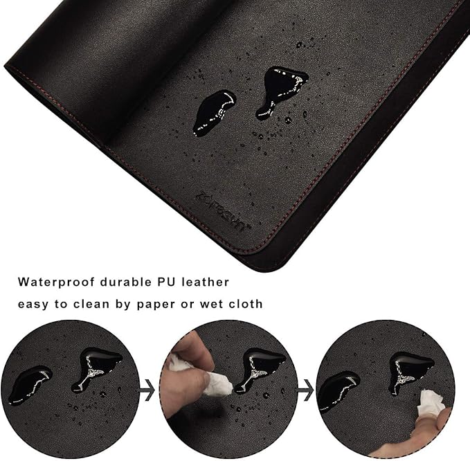 ZORESYN Large Leather Desk Pad 47.2"x23.6", PU Leather Desk Blotter for Office, Non-Slip Waterproof Mouse Pad Mat for Keyboard Laptop, Extra Large Desk Protector (Black)