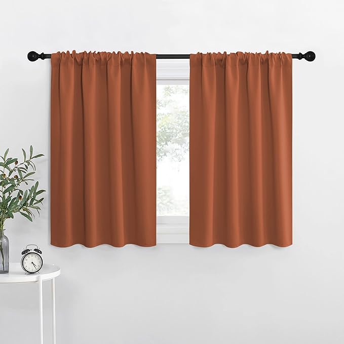 NICETOWN Blackout Curtains for RV Windows, Burnt Orange, 29" by 20", 2 Panels, Room Darkening Window Curtain Panels, Easy-Care Solid Thermal Insulated Draperies/Drapes for Daughter Room