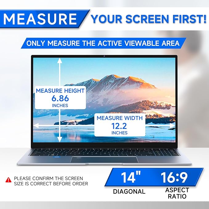 ZOEGAA 4-way 360°Laptop Privacy Screen For 14 Inch 16:9 Computer, Removable Privacy Screen For Laptop Monitor, Anti Glare And Blue Light, Compatible With HP Dell Lenovo Asus Samsung Acer Thinkpad