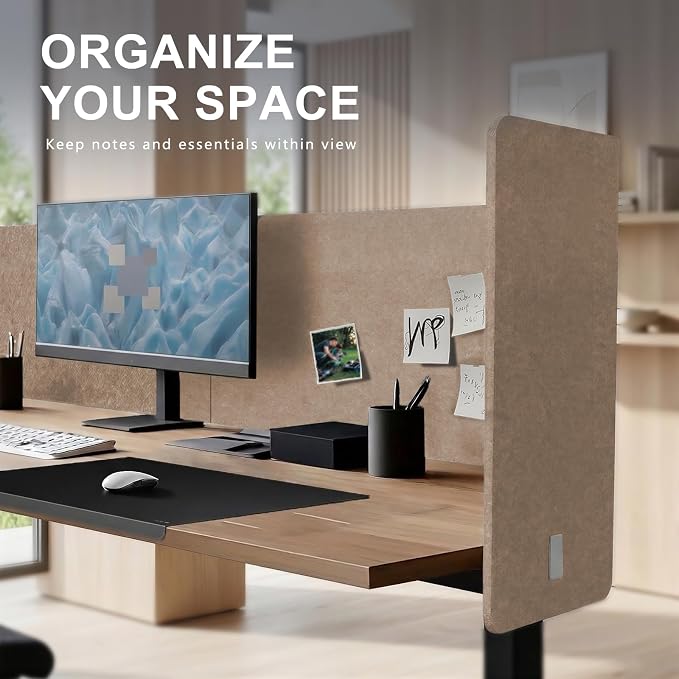 Desk Privacy Panel,2PCS L-Shaped Clamp-On Office Desk Divider,2-in-1 Adjustable Acoustic Desktop Partition Or Under Desk Modesty Panel,for Office,Home,Felt(Dark Camel, 47.2" x 17.7")