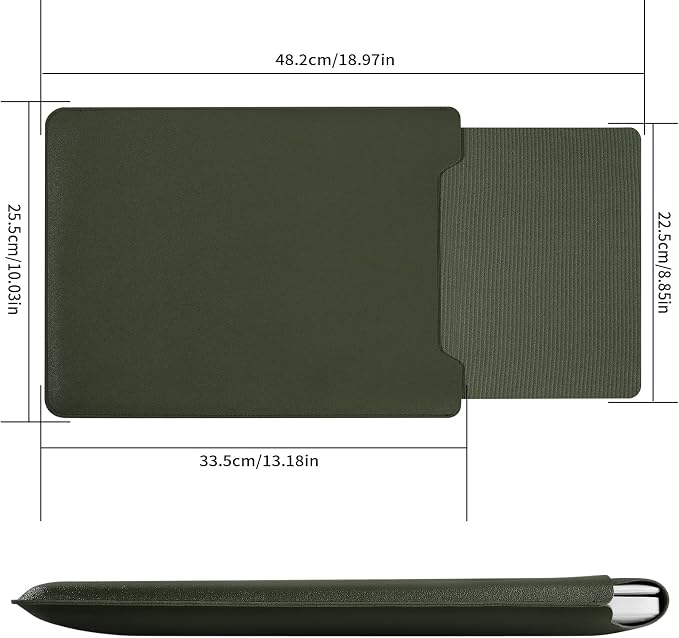 13.3-14 Inch Laptop Sleeve - Thin & Padded Case Compatible with 14" (2022), 13.3" (2015) Models | Portable Dark Green Protective Sleeve