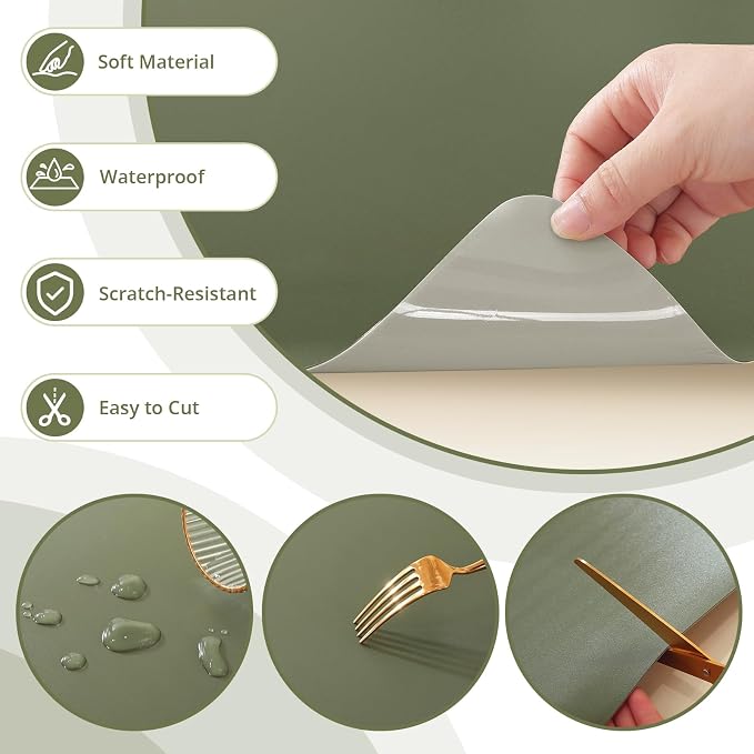 LovePads Makeup Mat for Vanity, 16 x 32 Dual-Sided Desk Pad & Vanity Cover Top, Waterproof PVC Protector Mat for Dresser, Nail Art, Craft Table (Green+Grey)