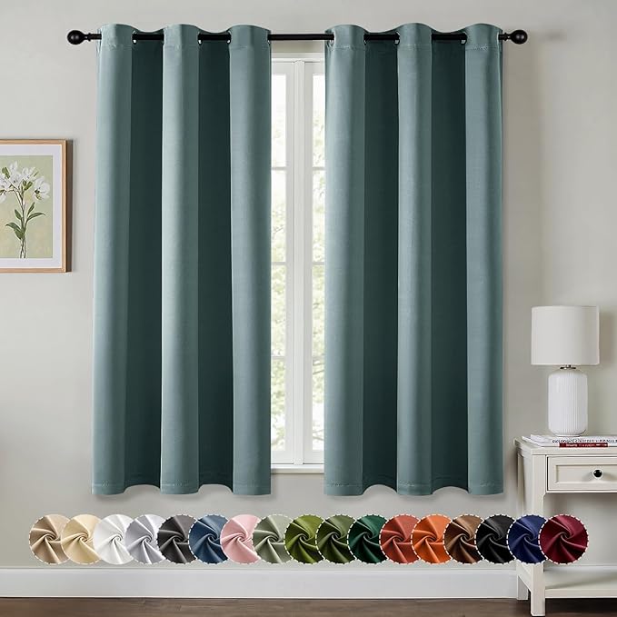MIULEE Blackout Curtains for Bedroom Living Room 2 Panels, Thermal Insulated Room Darkening Drapes Grommet Noise Reducing Light Blocking Window Treatments 54 Inches Long 40x54 Inch Dusty Blue