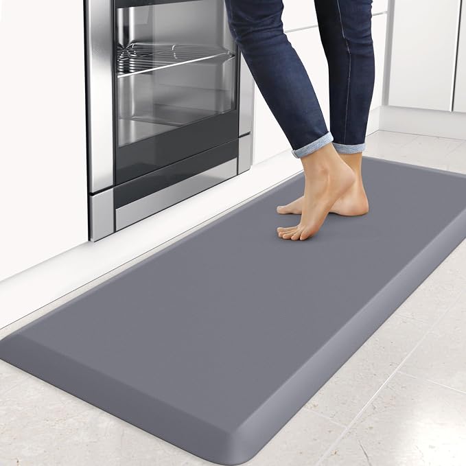 4/5 Inch Thick Kitchen Mats for Floor, StepRite Kitchen Rug for Standing Desk, Non-Slip, Thicker, Stain & Water Resistant, Comfort Anti Fatigue Floor Mat for Home, Kitchen, Office - Grey,54 * 22''