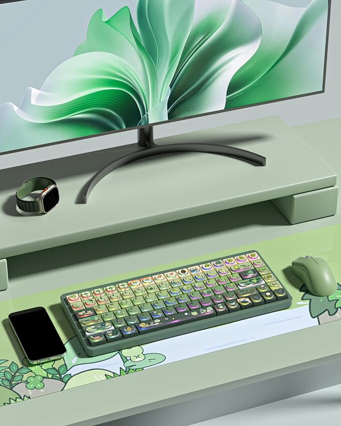 Keymatic Green Frog Keycap Set, PBT Custom Keycaps,131 Cute Keycaps for Mechanical Keyboard, MOA Profile for Mechanical Keyboard Compatible with ANSI/ISO,TKL, Full-Sized Layout(Only Key Cap)