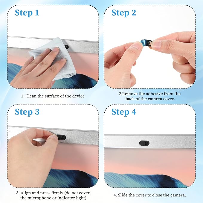 100 Pcs Webcam Cover Slide, 0.023 Inch Black Ultra-Thin Universal Laptop Camera Cover Slide for Laptop, Computer, Phone Protect Your Privacy and Security