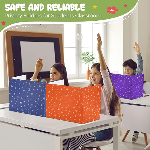 Sherr 60 Pcs School Privacy Boards Bulk for Student Colored Desk Trifold Divider Panels Privacy Partition Folder for School Student Teacher Desk, 15.8 x 13.4 x 11.81 Inch (Simple Style,Classic Color)