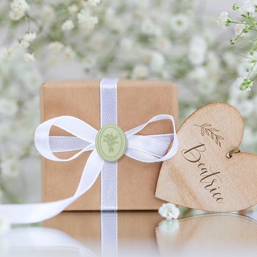 UNIQOOO Wax Seal Stickers - Vintage Photo Frame Floral Bouquet Wedding Invitation Envelope Seal Stickers, 50 Pcs Self-Adhesive Sage Green Stickers, Perfect for Invitation, Gift Wrapping, Party