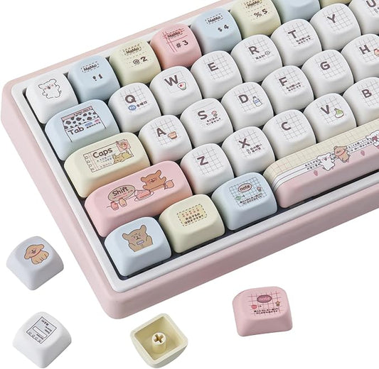 Sunzit MOA Profile Keycaps-Line Dog,PBT Keycap Set, Dye-Sublimation Custom Key caps Keyboard Keycaps 60 65 75 100 Percent for MX Switches Mechanical Keyboard