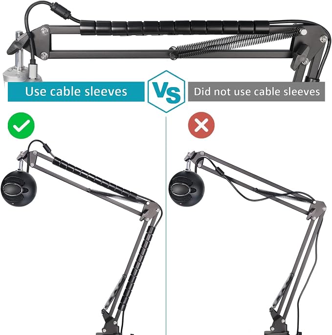 Snowball iCE Mic Boom Arm Stand with Pop Filter, Compatible with Blue Snowball Ice USB Microphone with Cable Sleeve by SUNMON