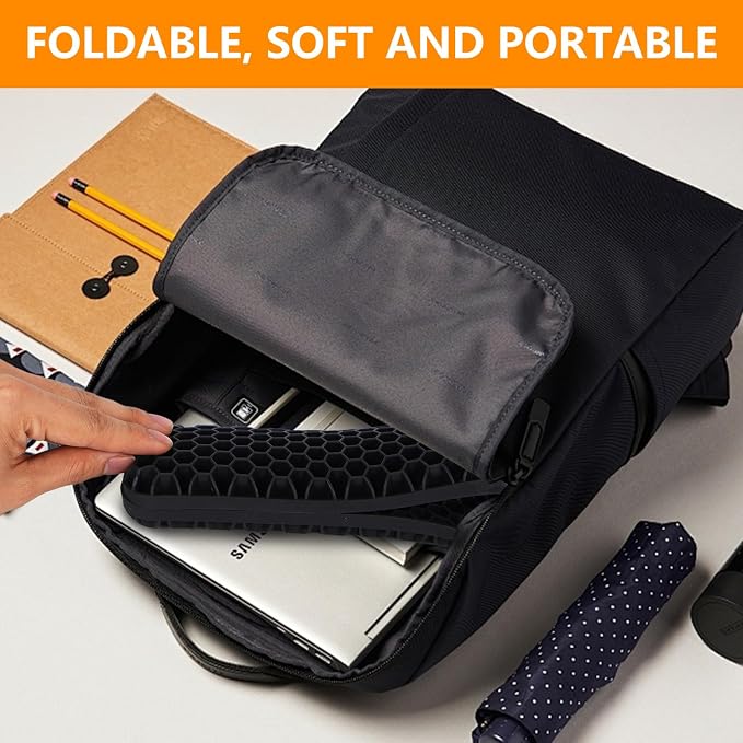 Ergonomic Keyboard and Mouse Wrist Rest Set, Silicone Honeycomb Design, Black, 17.7 x 2.8 x 1 Inches, Non-Deformable Support for Office Gaming Typing (Black)