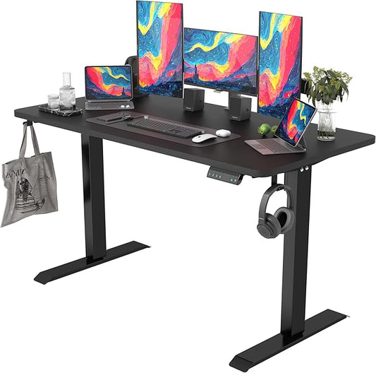 Monomi Electric Standing Desk 55x24 Inches, Height Adjustable Sit Stand Up Computer Desk for Home Office, Ergonomic Workstation with 178LBS Load Capacity & Quiet Motor, Two-Piece Desktop, Black