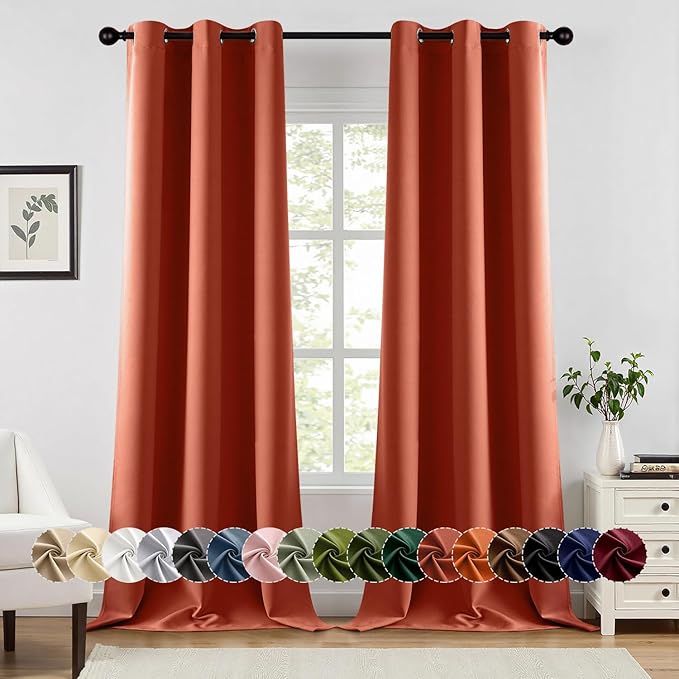 MIULEE Blackout Curtains for Bedroom Living Room 2 Panels, Thermal Insulated Room Darkening Drapes Grommet Noise Reducing Light Blocking Window Treatments 96 Inches Long 40x96 Inch Burnt Orange