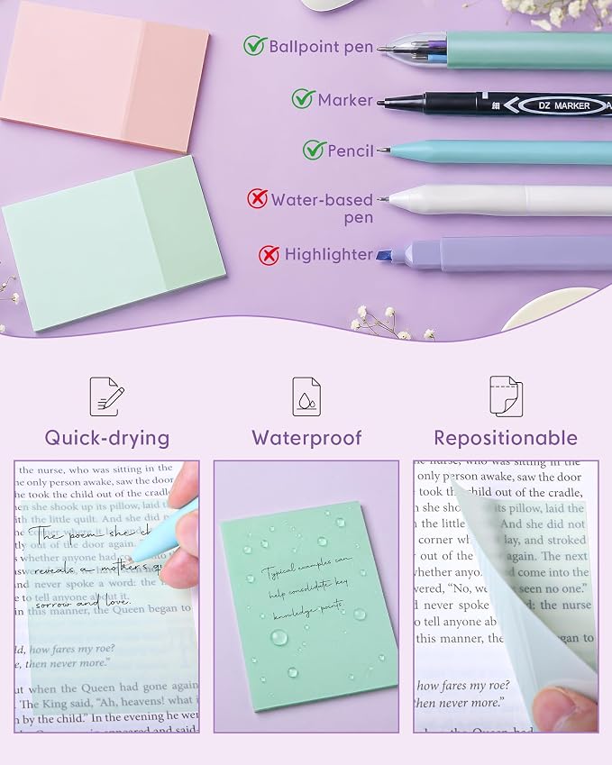 XKDOUS 23PCS Aesthetic School Supplies, Mechanical Pencils 0.5 & 0.7mm with 240 Lead Refills, Pastel Highlighters, Transparent Sticky Notes Stationary Set for Planning, Journaling and Back to School