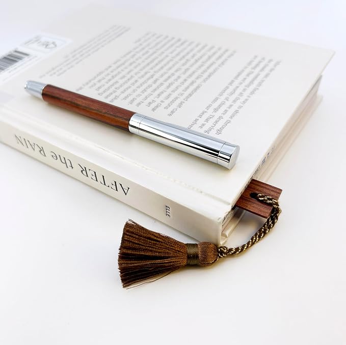 LACHIEVA LUX Fancy Walnut Rollerball Pen with Ruler/Book mark Set, Luxury Stationery Gift for Woman, Man