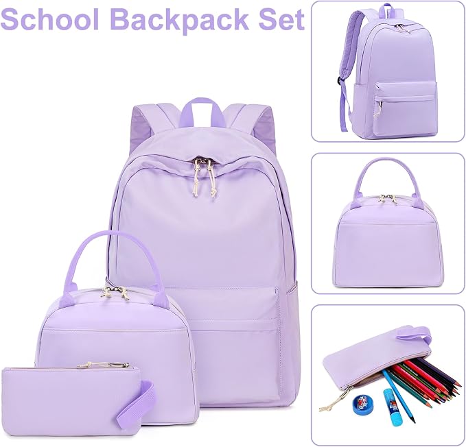 Bluboon Teens Backpack Set Girls School Backpack Lunch Box Pencil Bags Student Bookbags 3 in 1