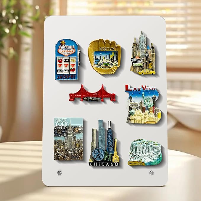 Magnetic Metal Display Bulletin Board, White, 4 Pack, 11x8 Inch | Includes 12 Magnets, For Memos Messages Photos, Home School Kitchen Office Use, Vertical Orientation